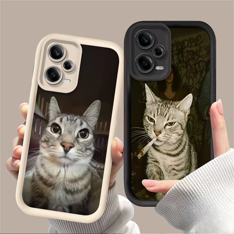 Xiaomi Redmi Note 14 - Trendy Cat Smoking Phone Case for